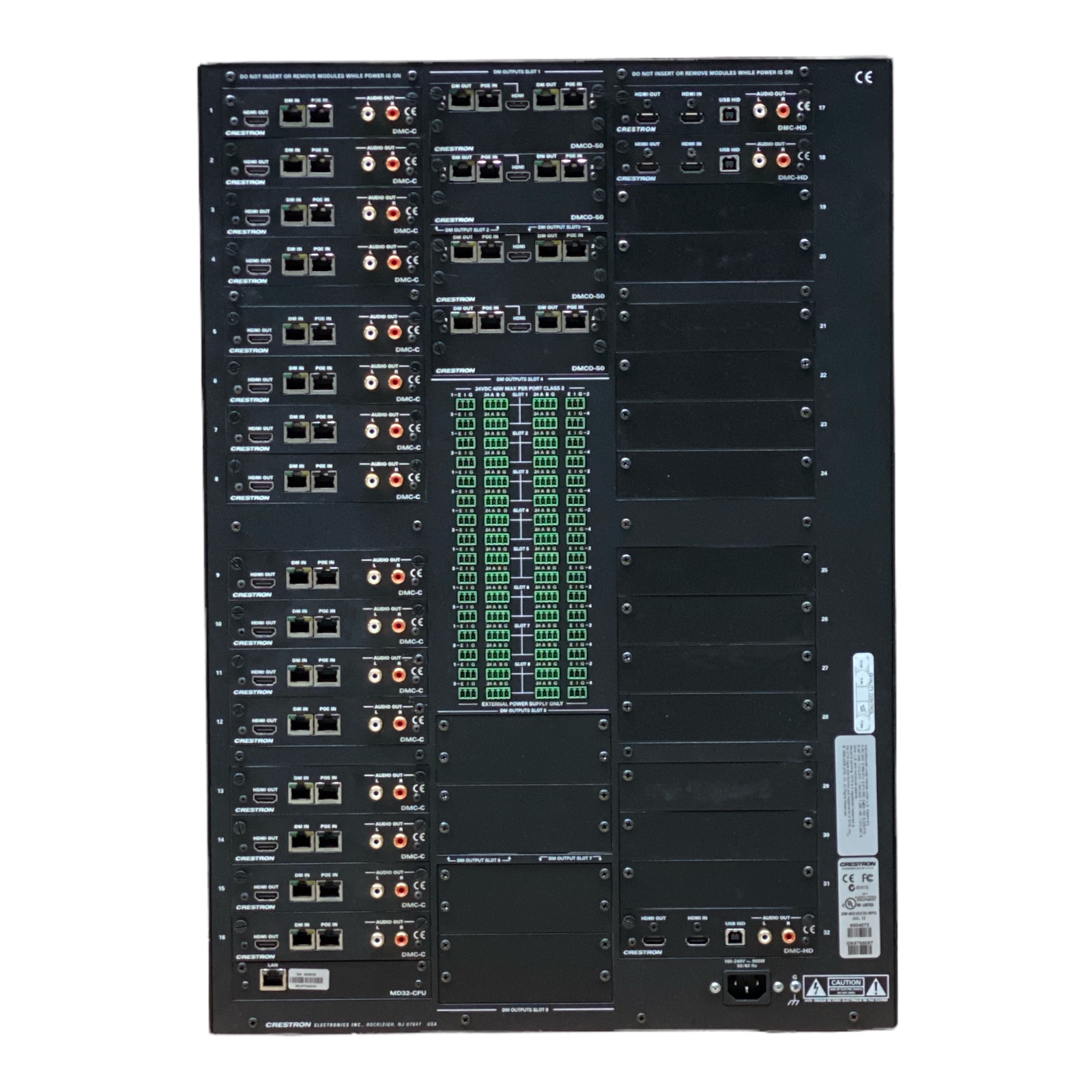 Crestron DM-MD32x32-PRS DigitalMedia Switch Matrix 16x DMC-C 3x DMC-HD 4x DMCO-50